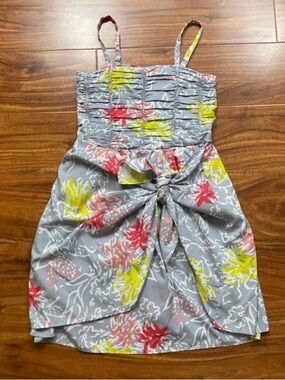 3/$25 Seventy Seven Kids Gray Watercolor Floral Tie Front Dress Size 7 Coastal